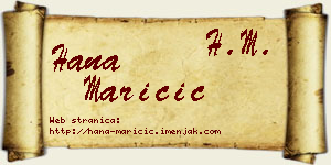 Hana Maričić vizit kartica